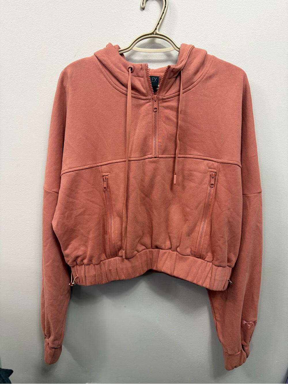 Popflex Half Zip Warm Up Hoodie Cropped Pullover, Women's Size L